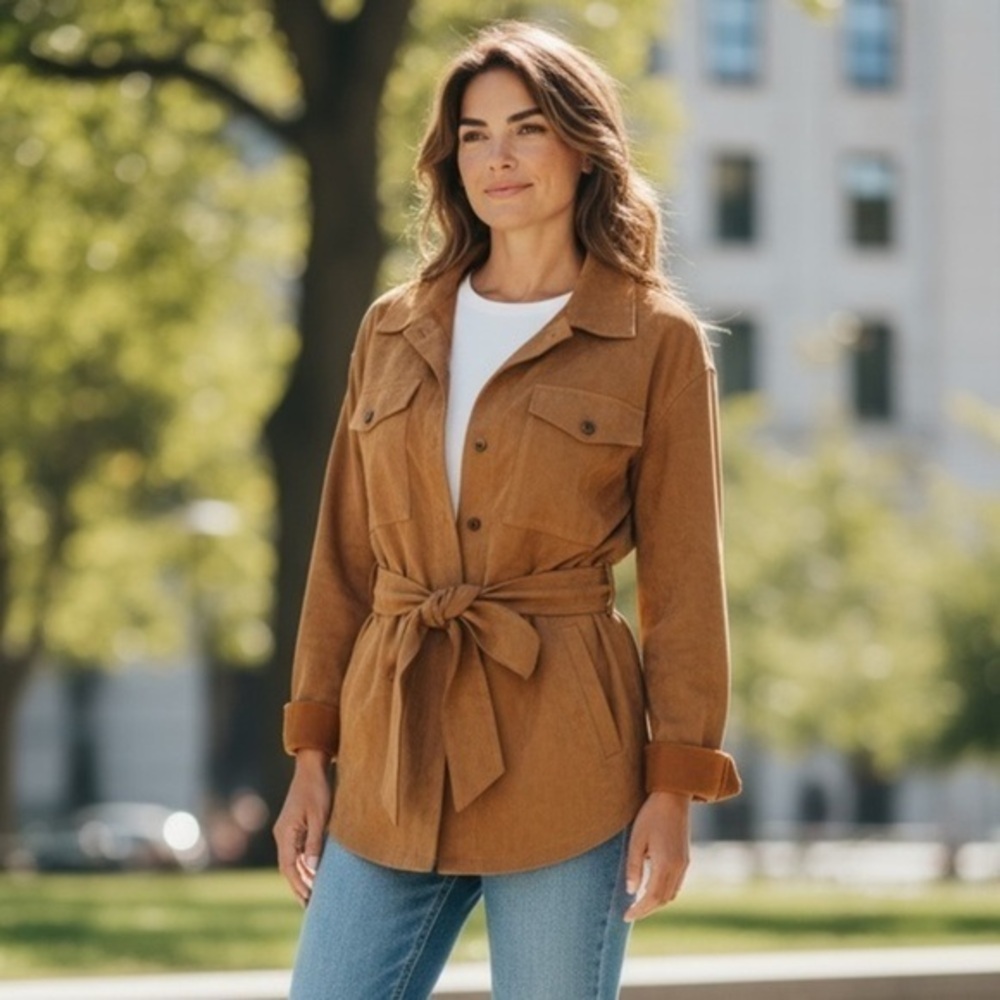 Banana Republic Camel Vegan Suede Sophisticated Top
